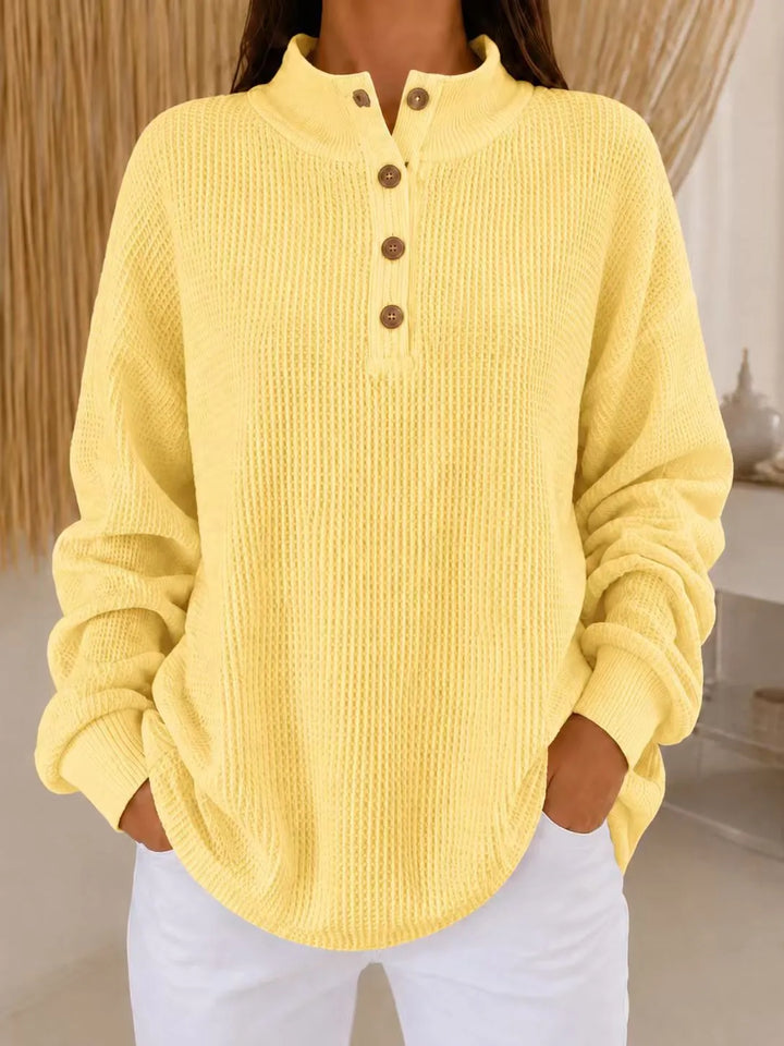 Belliora - Camisola de malha texturada com gola com botões