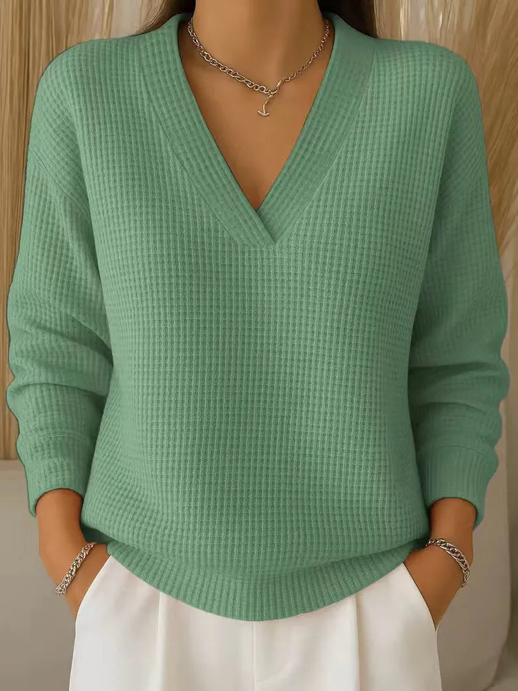 Alouina - Camisola em Malha Waffle de Corte Relaxado