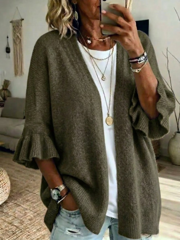 Acelynn - Cardigan com mangas rendadas e toque suave