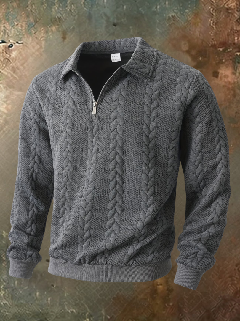 Belvorn - Camisola de malha premium com fecho de correr a meia altura