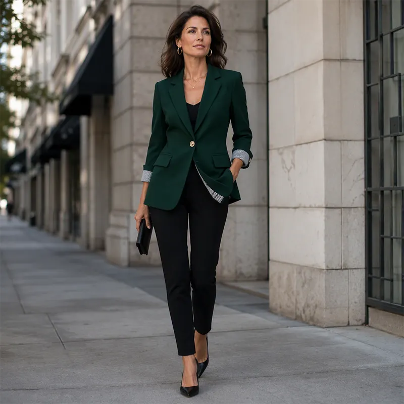 Celenya - Blazer clássico de mangas dobradas