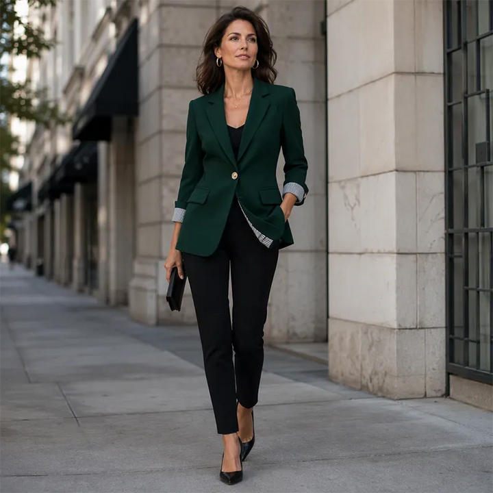 Celenya - Blazer clássico de mangas dobradas