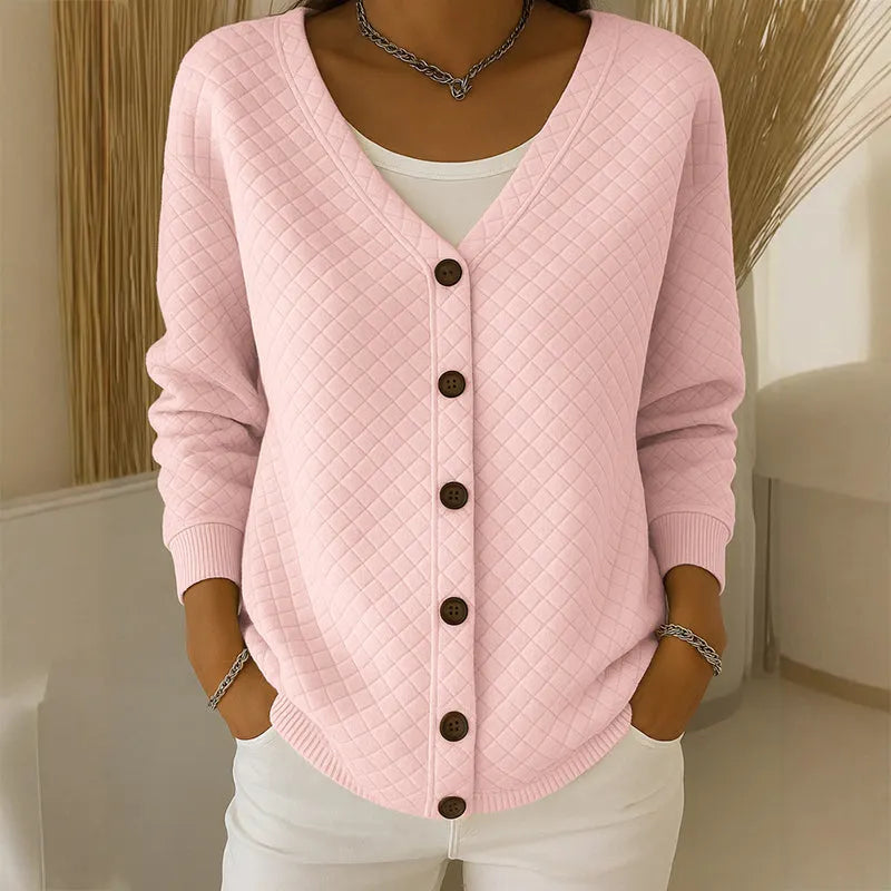 Delavie - Cardigan em malha acolchoada com botões