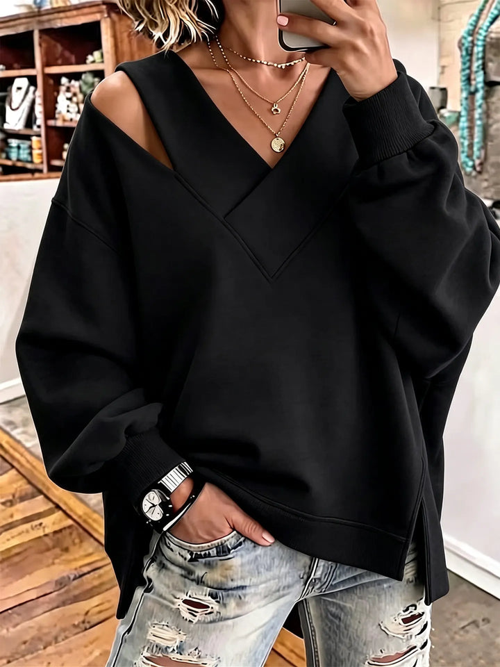 Aurelia - Sweatshirt com decote em V e corte a laser