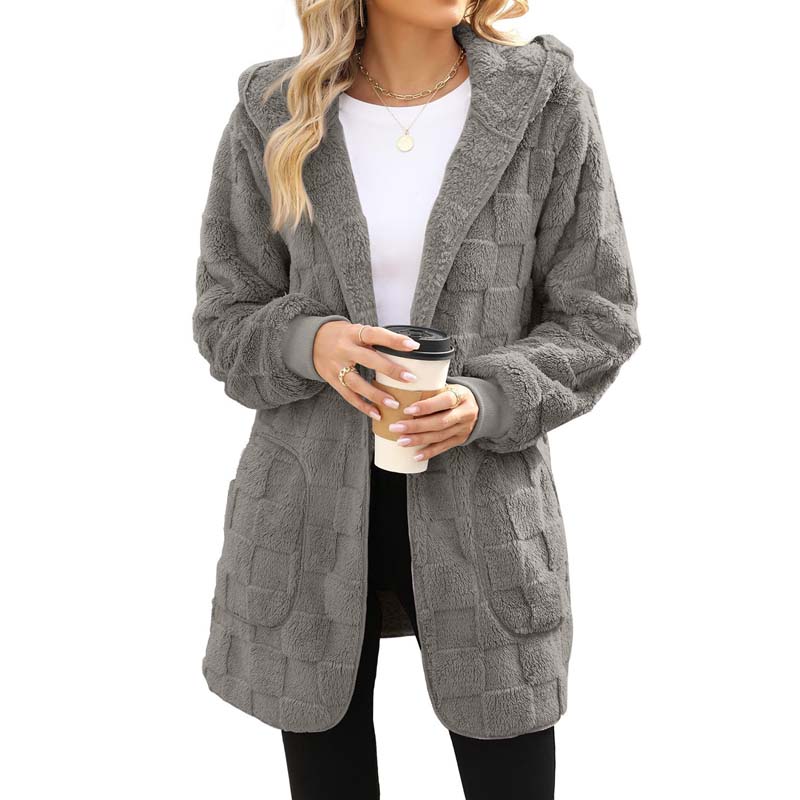 Zinnabelle - Cardigan com capuz em textura de peluche