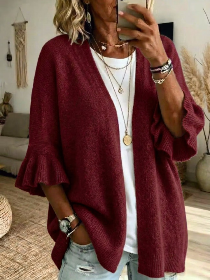 Acelynn - Cardigan com mangas rendadas e toque suave