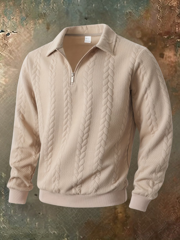 Belvorn - Camisola de malha premium com fecho de correr a meia altura