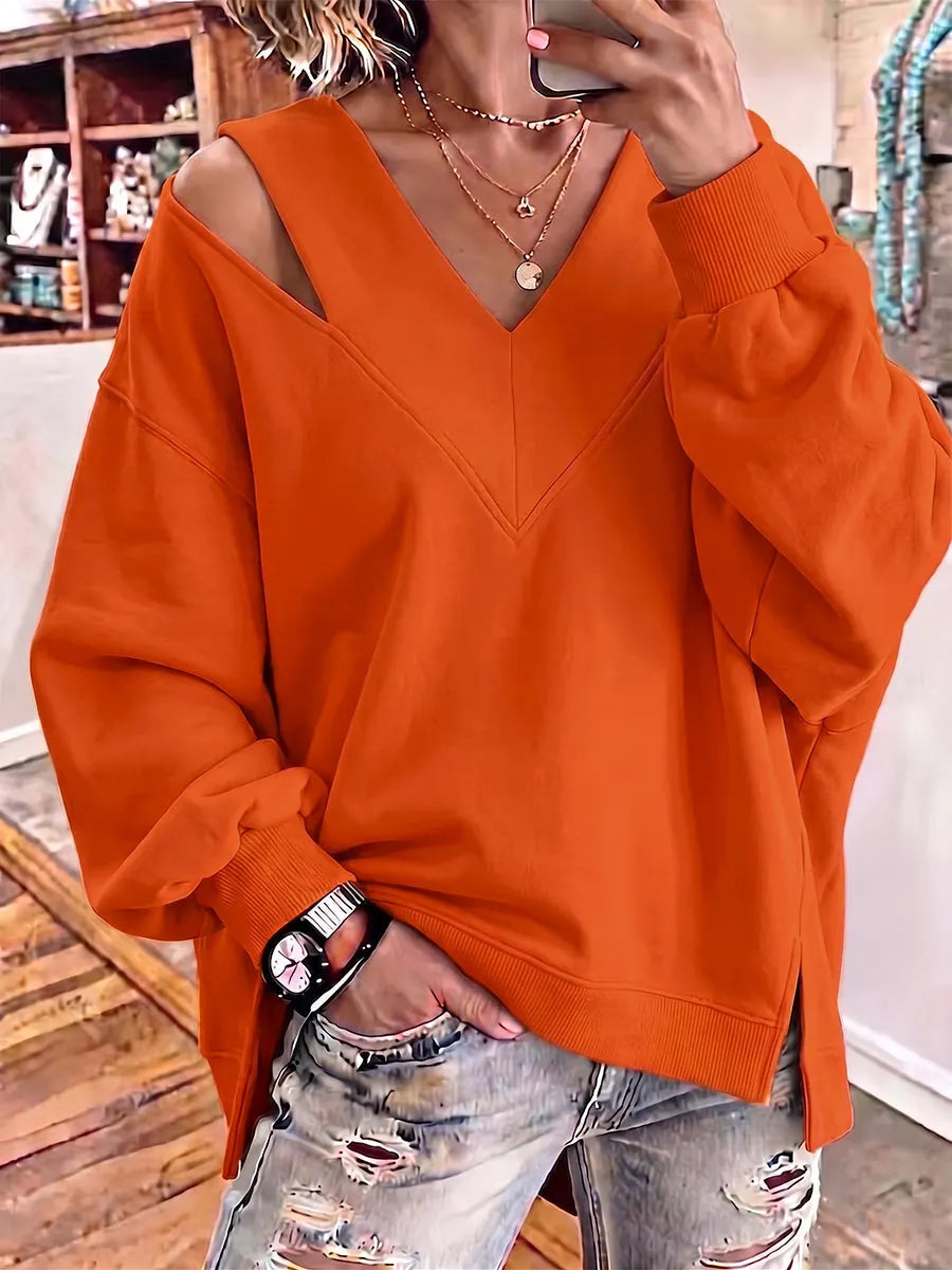 Aurelia - Sweatshirt com decote em V e corte a laser