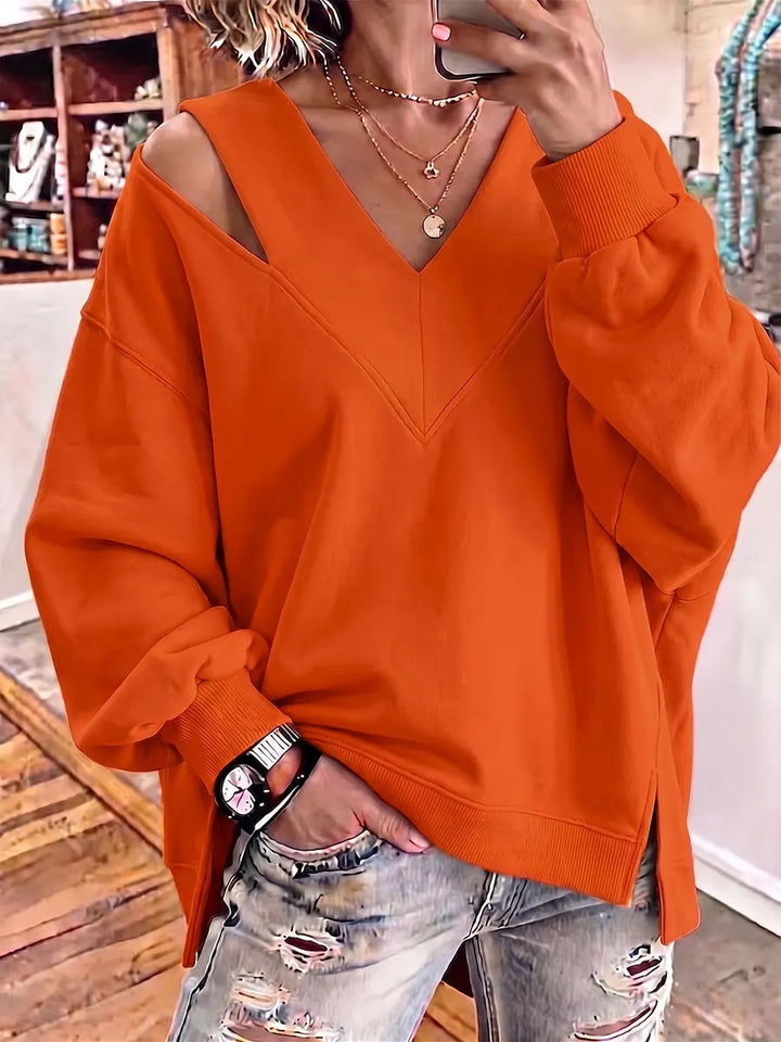 Aurelia - Sweatshirt com decote em V e corte a laser