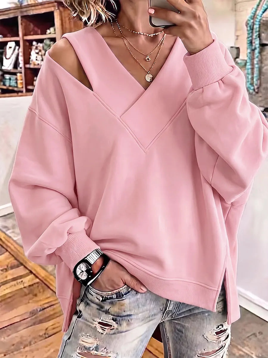 Aurelia - Sweatshirt com decote em V e corte a laser