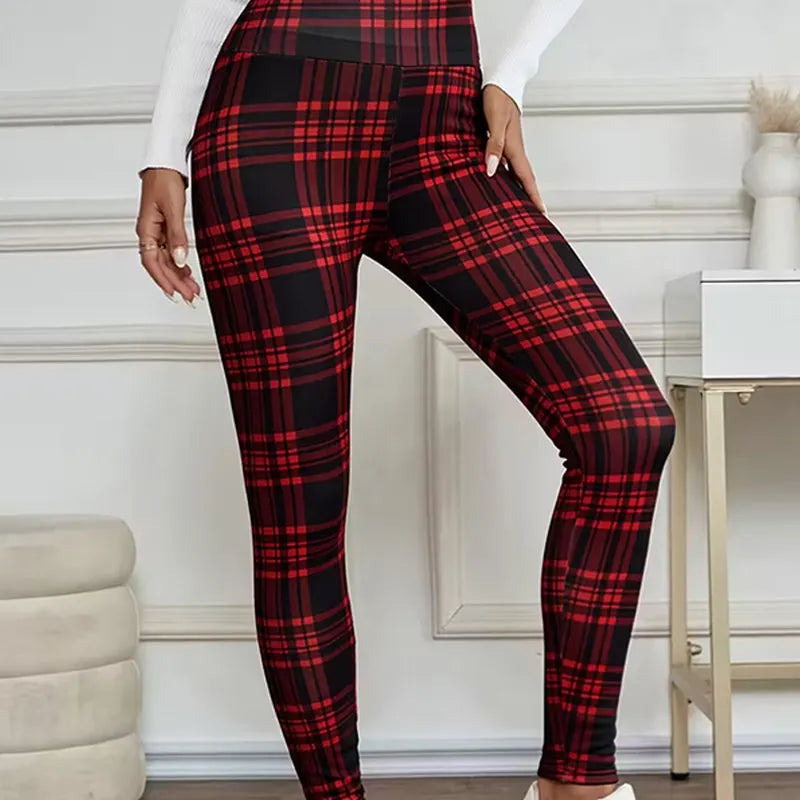 Estelyn - Leggings clássicas em xadrez com elasticidade