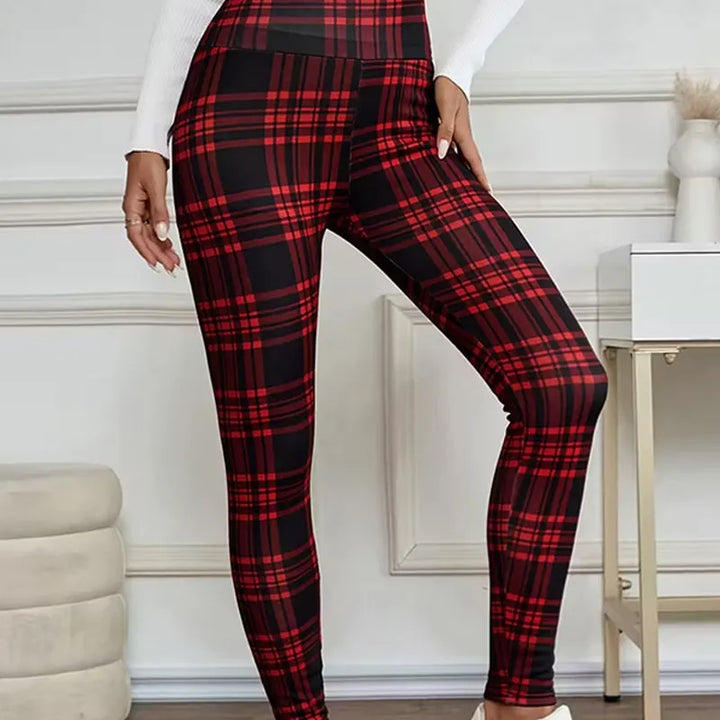 Estelyn - Leggings clássicas em xadrez com elasticidade