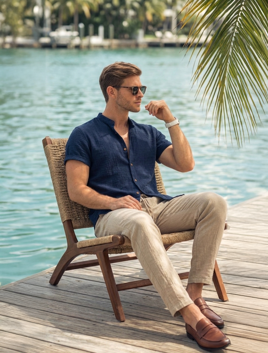 Adrian - Conjunto de camisa e calças leves de verão