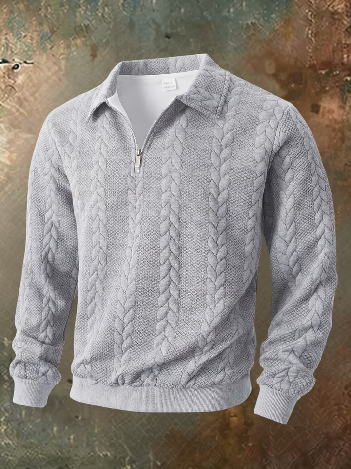 Belvorn - Camisola de malha premium com fecho de correr a meia altura