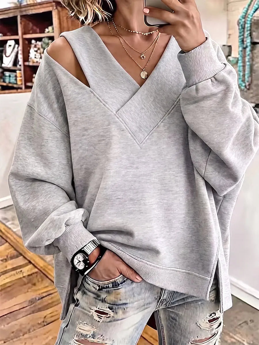 Aurelia - Sweatshirt com decote em V e corte a laser