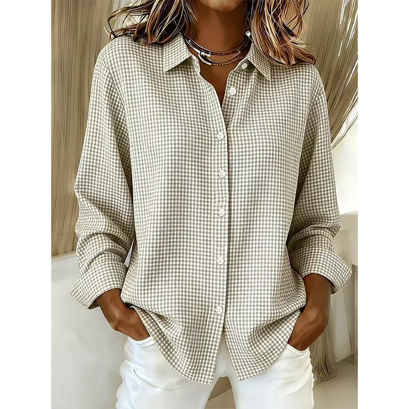 Illyssia - Blusa clássica em vichy com abotoamento frontal