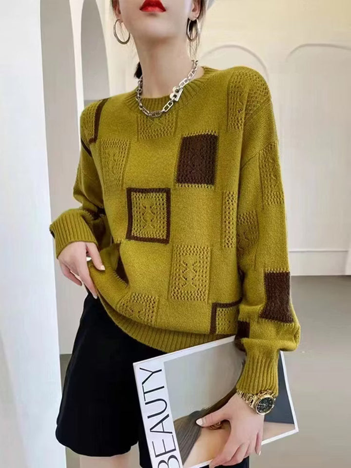 Adorelle - Camisola de malha com patchwork artístico