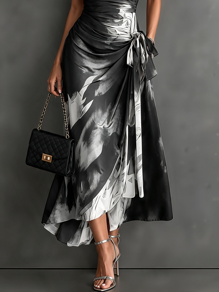 Roselle - Vestido comprido com gola de camisa e caimento sedoso