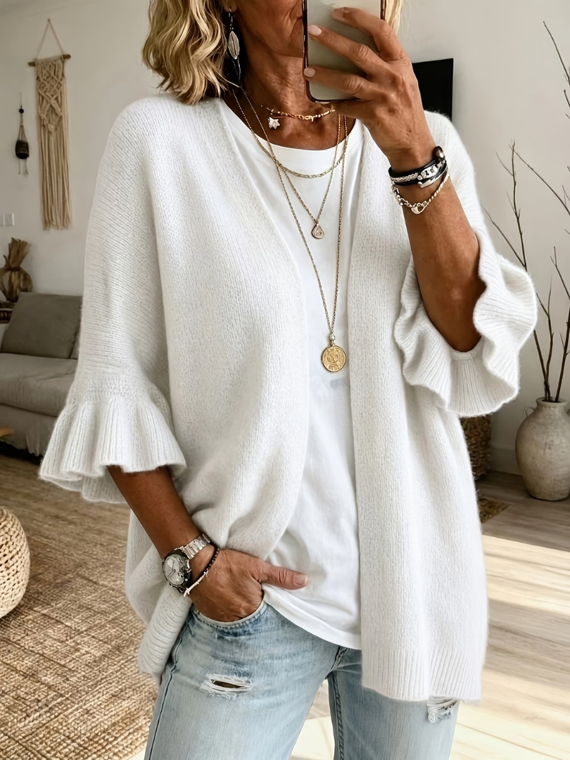 Acelynn - Cardigan com mangas rendadas e toque suave