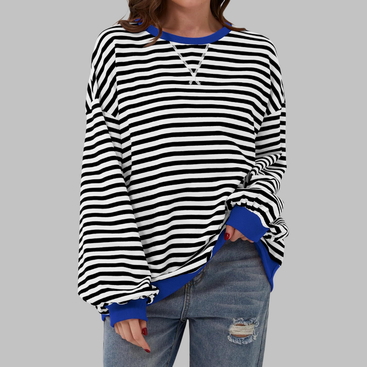 Viveca - Sweatshirt de manga comprida com toque suave e às riscas
