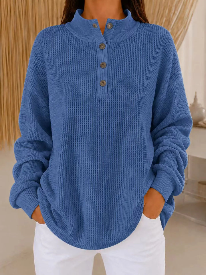 Belliora - Camisola de malha texturada com gola com botões