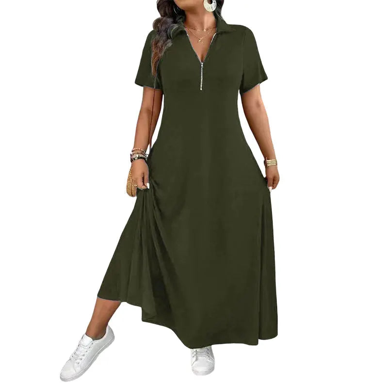 Primelle - Vestido comprido com fecho de correr e gola subida