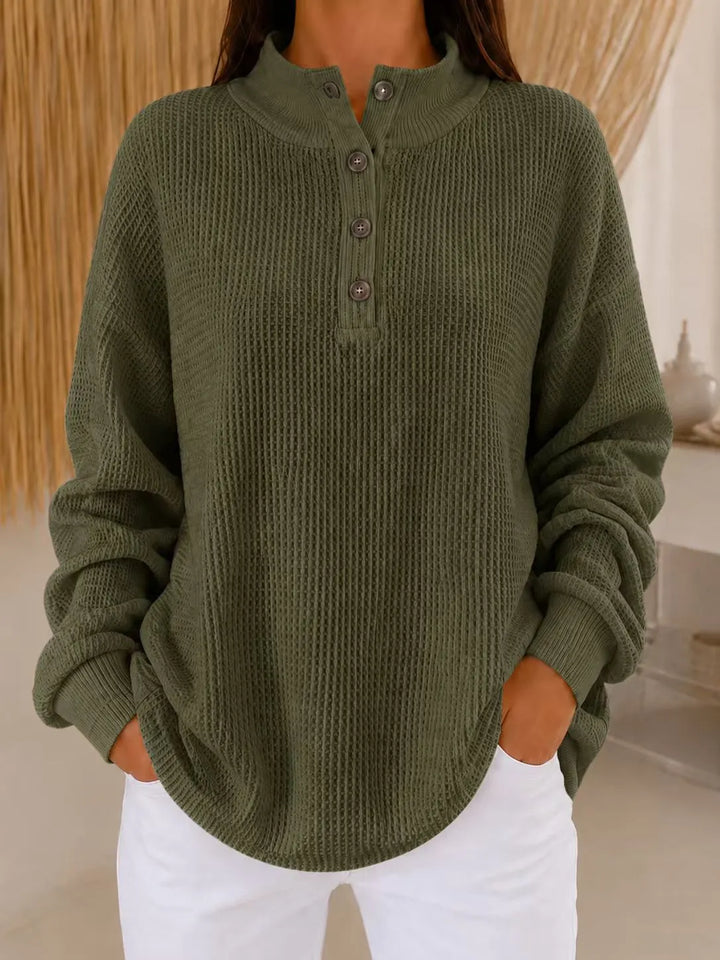 Belliora - Camisola de malha texturada com gola com botões