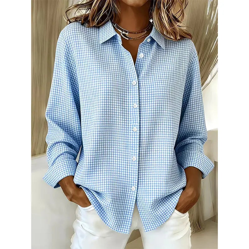 Illyssia - Blusa clássica em vichy com abotoamento frontal