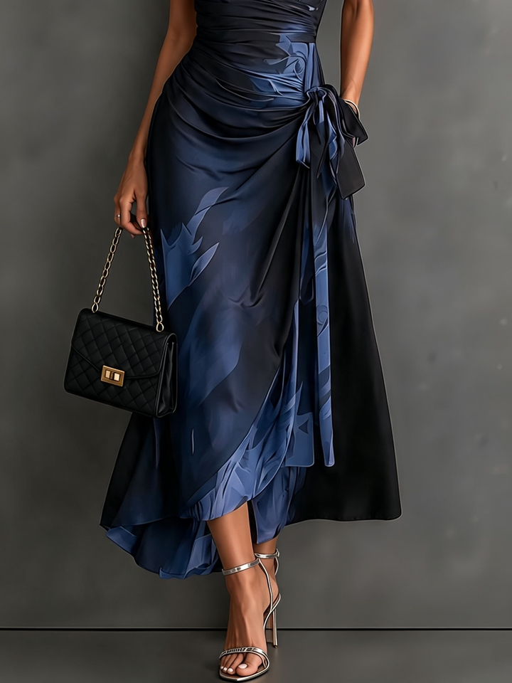 Roselle - Vestido comprido com gola de camisa e caimento sedoso