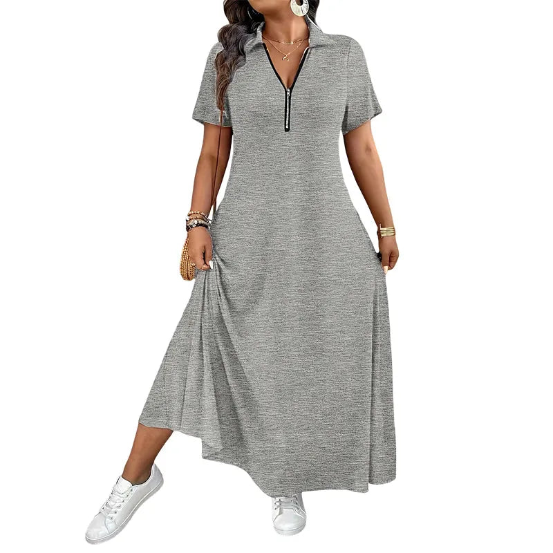 Primelle - Vestido comprido com fecho de correr e gola subida