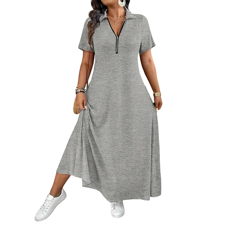 Primelle - Vestido comprido com fecho de correr e gola subida
