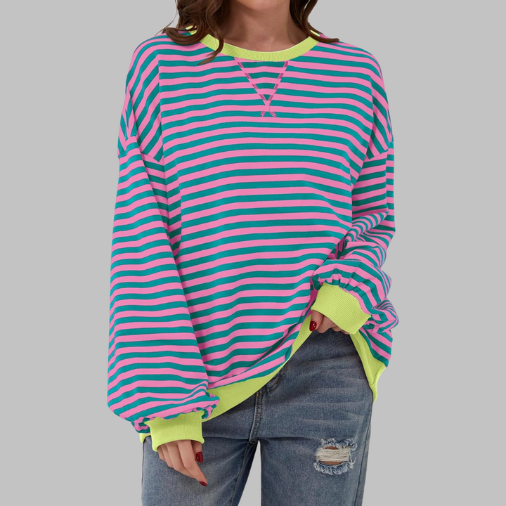 Viveca - Sweatshirt de manga comprida com toque suave e às riscas