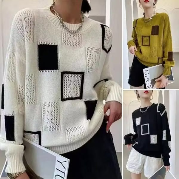 Adorelle - Camisola de malha com patchwork artístico