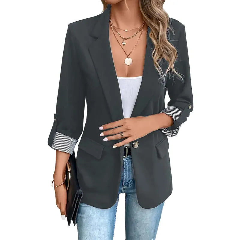 Celenya - Blazer clássico de mangas dobradas