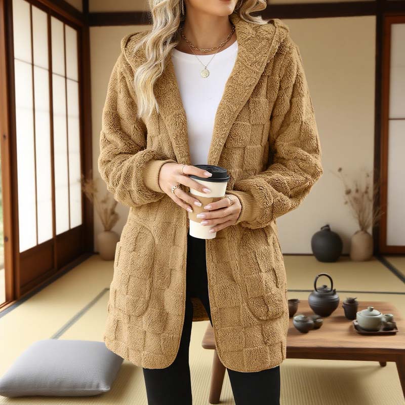 Zinnabelle - Cardigan com capuz em textura de peluche
