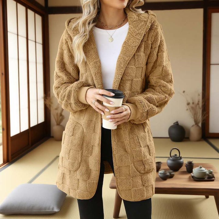 Zinnabelle - Cardigan com capuz em textura de peluche