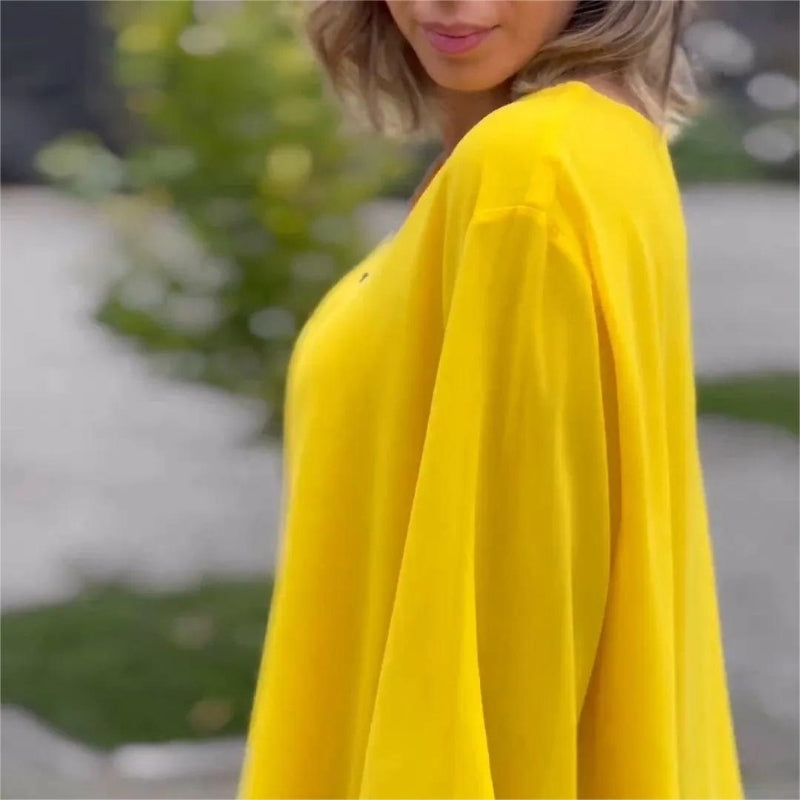 Brinavelle - Blusa túnica em chiffon fluido