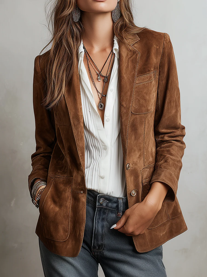 Mirevalle - Blazer de alfaiataria em camurça vintage
