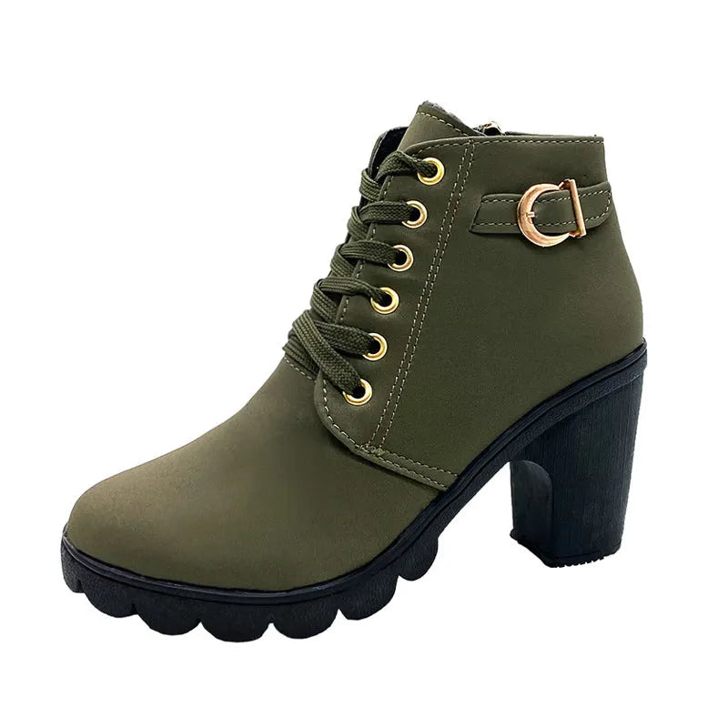 Mara - Botas de salto em bloco forradas em peluche