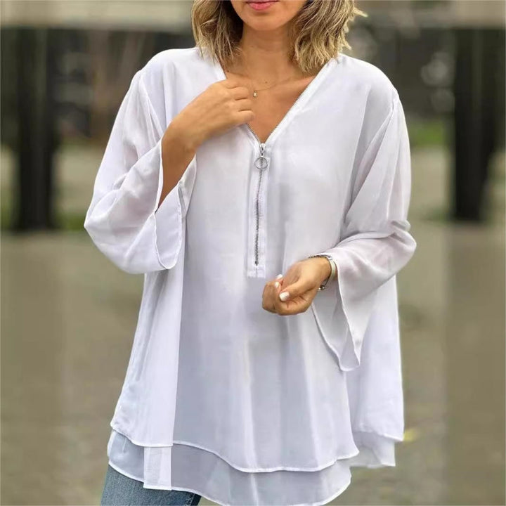Brinavelle - Blusa túnica em chiffon fluido