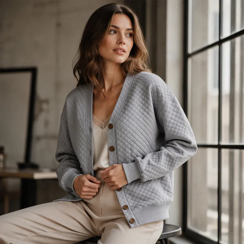 Delavie - Cardigan em malha acolchoada com botões