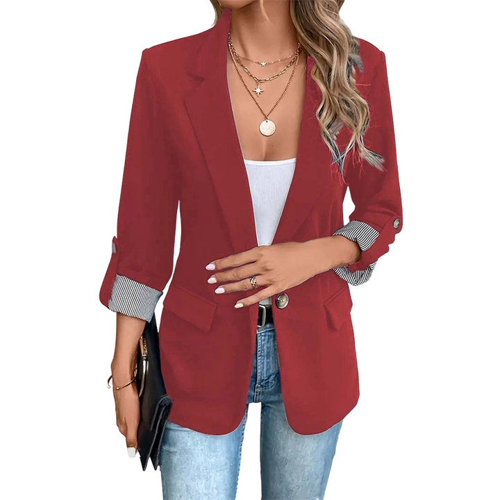 Celenya - Blazer clássico de mangas dobradas