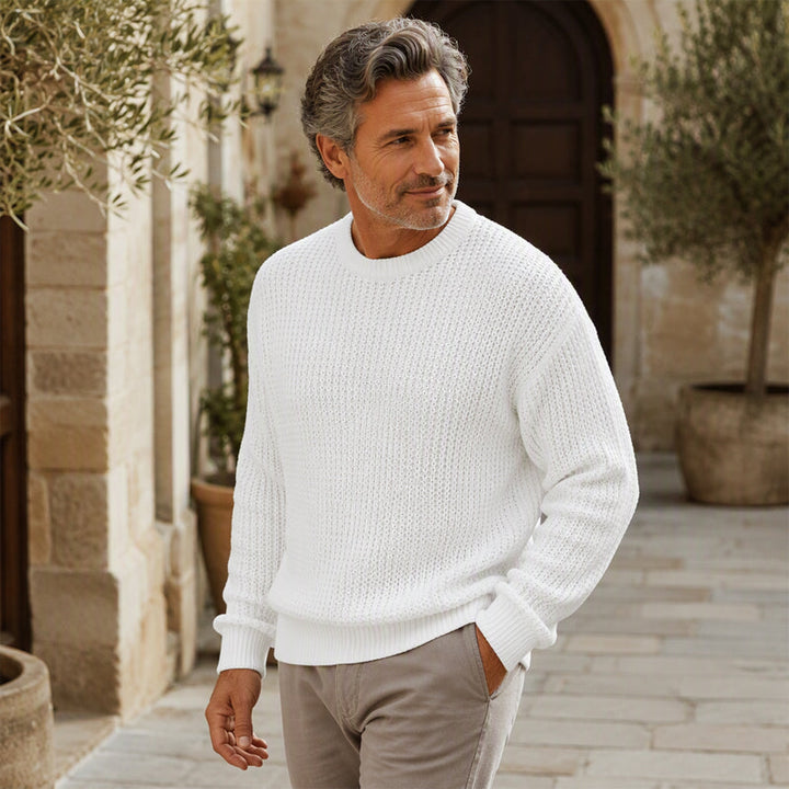 Isric - Camisola de malha texturada com gola redonda