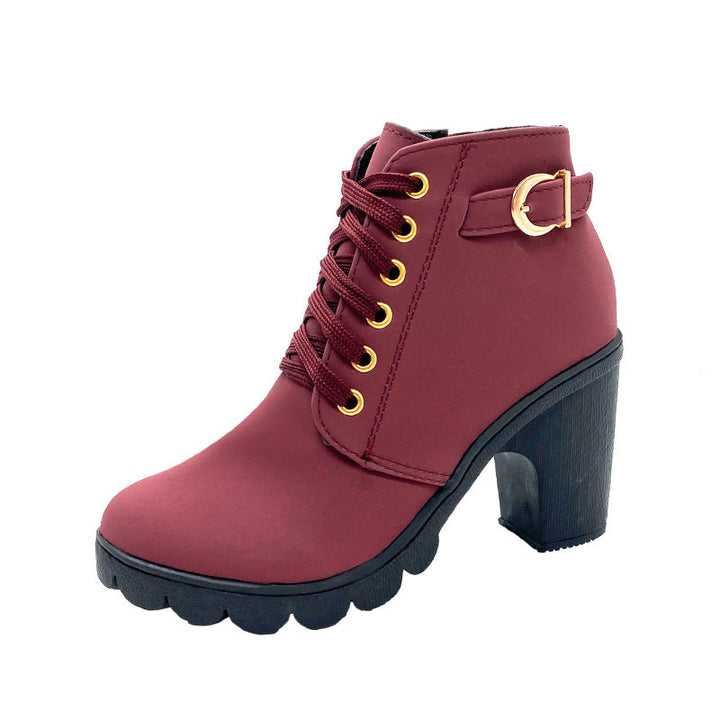 Mara - Botas de salto em bloco forradas em peluche