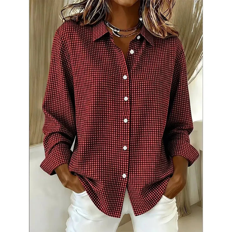 Illyssia - Blusa clássica em vichy com abotoamento frontal