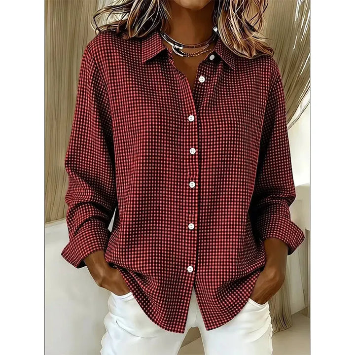 Illyssia - Blusa clássica em vichy com abotoamento frontal