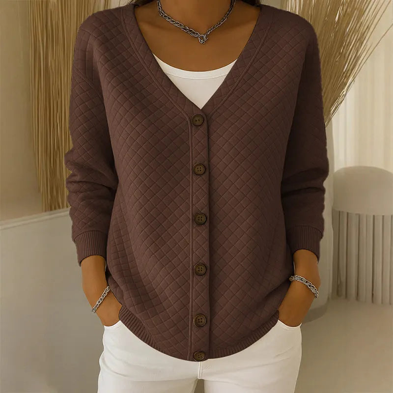 Delavie - Cardigan em malha acolchoada com botões