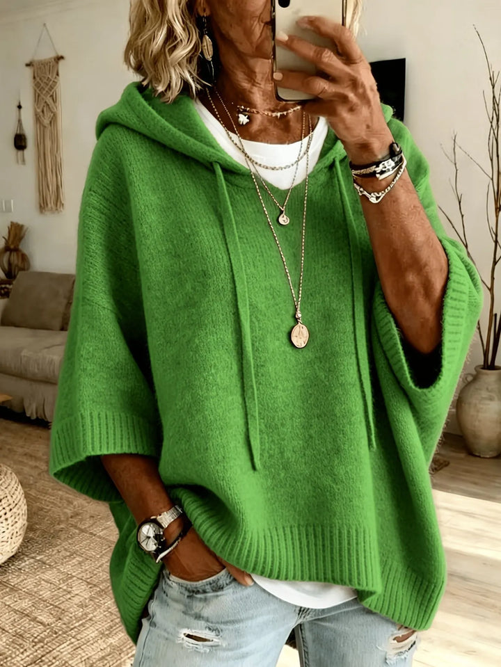 Celandria - Sweatshirt com Capuz Oversize de Manga Curta com Toque Suave