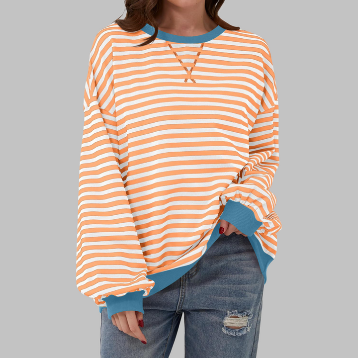 Viveca - Sweatshirt de manga comprida com toque suave e às riscas