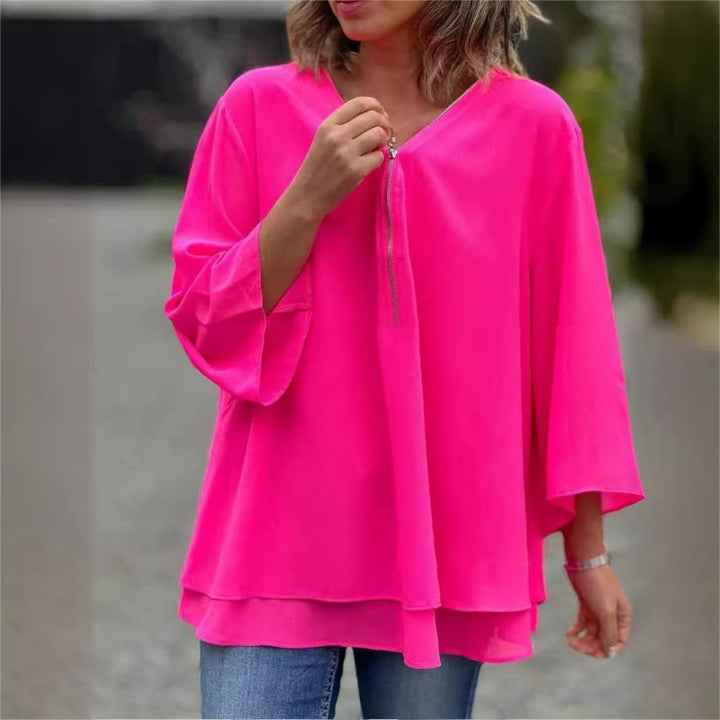 Brinavelle - Blusa túnica em chiffon fluido